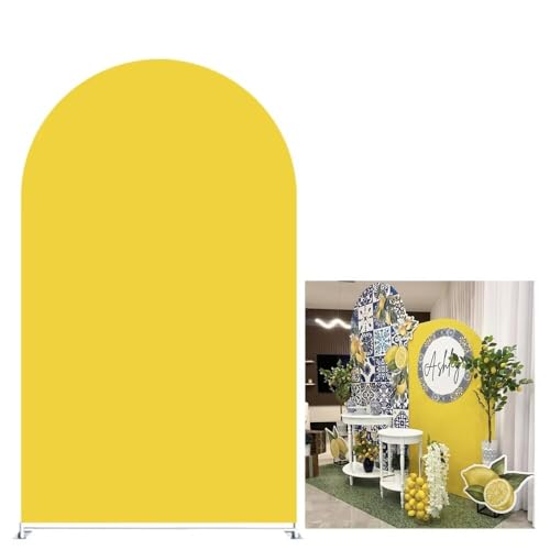 Yellow Spandex Arch Backdrop Cover Chiara Backdrop Cover Double-Sided Wedding Arched Cover for Wedding Ceremony Birthday Party Baby Shower Banquet Decoration - color: Gx-1516, size: 3ftx5ft (35"x60")