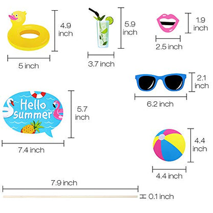 Pool Photo Booth Props Beach Pool Party Favors Summer Party Photo Props for Baby Shower, Birthday, Hawaii
