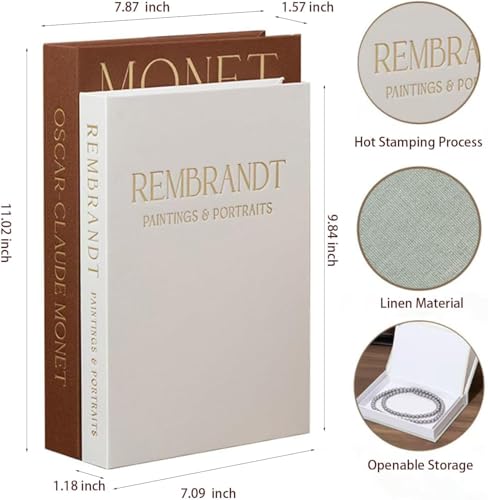 Faux Decorative Books with Hidden Storage – Classic Linen Aesthetic Boxes for Home Decor, Shelf Styling, Coffee Table Display, and Gift Scene Use