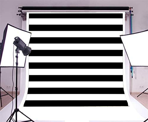 AOFOTO 6x6ft Black and White Striped Photography Backdrop Streak Textured Background Adult Elder Girl Boy Birthday Party Decoration Vinyl Wallpaper Portrait Photo Studio Props Baby Shower Banner - size: 6x6ft