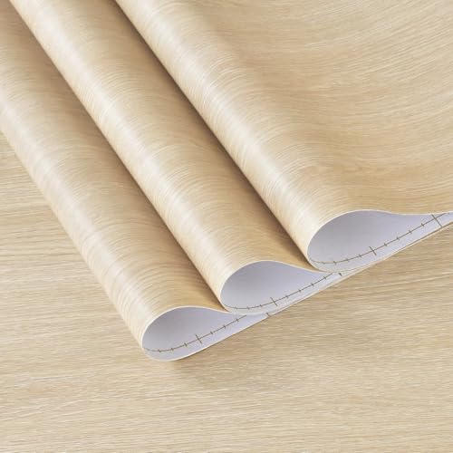 48x78inch Extra Wide Light Yellow Wood Grain Wallpaper Beige Brown Oak Contact Paper Peel Stick Countertop Paper Air Guide Slot Design Matte Thick Self-adhesive Waterproof Furniture Sticker Vinyl Wrap - color: Light Brown, size: 48" x 78"