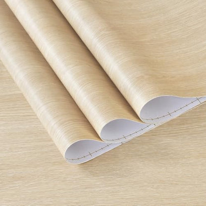 48x78inch Extra Wide Light Yellow Wood Grain Wallpaper Beige Brown Oak Contact Paper Peel Stick Countertop Paper Air Guide Slot Design Matte Thick Self-adhesive Waterproof Furniture Sticker Vinyl Wrap - color: Light Brown, size: 48" x 78"