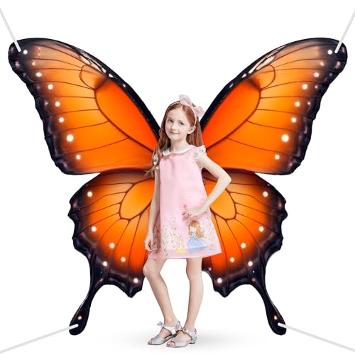 CHEPULA Butterfly Wings Backdrop Decoration Large Monarch Butterfly Photograph Background, 70.8in * 62.9in, Orange - color: Orange