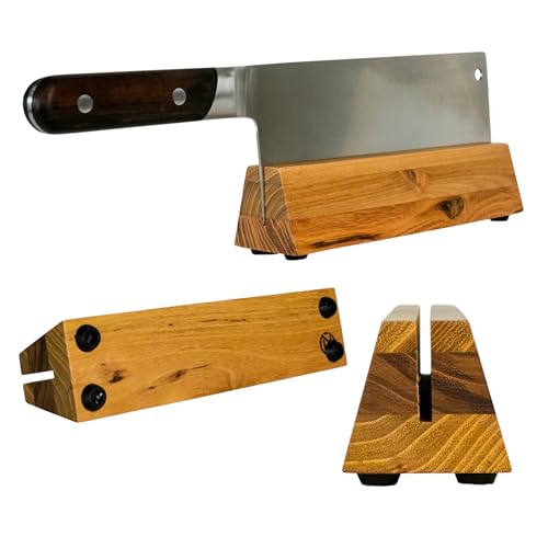 Cleaver Stand | 8.25-inch wood meat cleaver knife storage block (Teak, 4mm) - size: 4mm