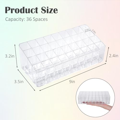 Rollerball Perfume Organizer, Beauty Scent Holder, 36 Space Clear Acrylic Perfume Organizer Refillable Container Tall Scented Oil Storage Display Case, Makeup Lipgloss Lipstick Display Case