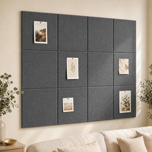 Large Cork Boards for Walls – 48" x 36" Self Adhesive Felt Wall Tiles, Ideal for Office Wall Organizing Bulletin Board, Easy to Install Cork Boards Felt Board - color: Deep Grey, size: 48“ X 36"