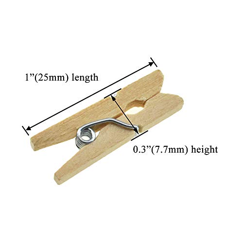 HAHIYO Wooden Clothes Pins Clothespins Mini Do NOT Fall Apart 1 inches Length 80 Pack Sturdy Strong Springs No Rust No Discoloration for Laundry Bathroom DIY Craft Photos Food Opened Bags - size: Natural Wood 1 inches 80 Pack