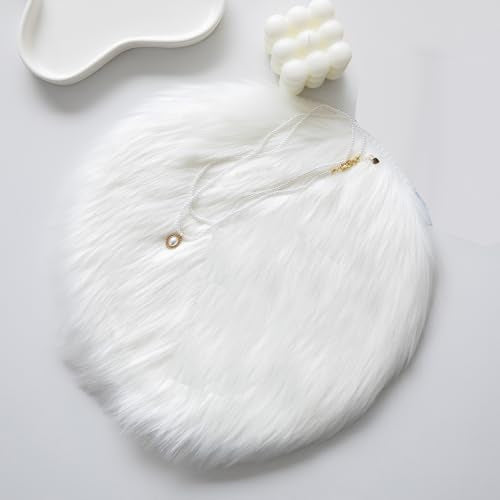 1Pc Round Shaped Long Plush Nail Background Mat Nail Art Table Mat Nail Photo Props Background Mat Jewelry Display Pad for Photography, Jewelry, Nail Art, Product Display, Home Decor, White
