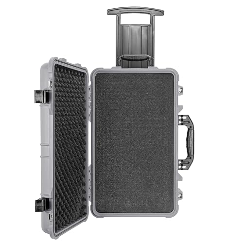 Eylar 22" Carry-On Travel Roller Gear, Camera, Drones, Tools, Equipment Hard Case Waterproof with Foam (Gray) - color: Gray