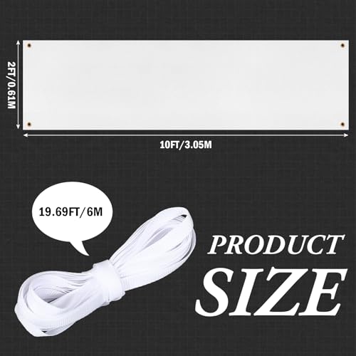 Zonon Large Blank Banners And Signs Polyester Oxford Cloth Sublimation Banner To Decorate With Hanging Rope For Indoor Wall Outdoor Easy to Hang DIY Signs For Business Office (White,2 x 10 Feet) - color: White, size: 2 x 10 Feet