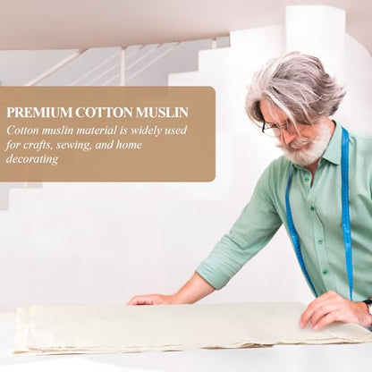 PEASUG 100% Cotton Muslin Fabric, 63 Inch X 10 Yards Unbleached Muslin Fabric By The Yard, Medium Weight Draping Fabrics Suitable for Sewing Embroidery, Garments, Crafts Material-Natural - color: Natural Unbleached, size: 10 Yards