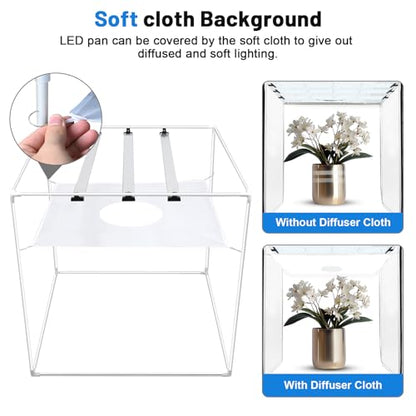 40x40 Inch Photo Studio Photo Light Box for Photography, 405 LED Large Lightbox with 3 Light Panel Stepless Dimming and Soft Light Cloth Professional Photo Background Shooting Tents - size: 40x40 in (3 LED Strips)