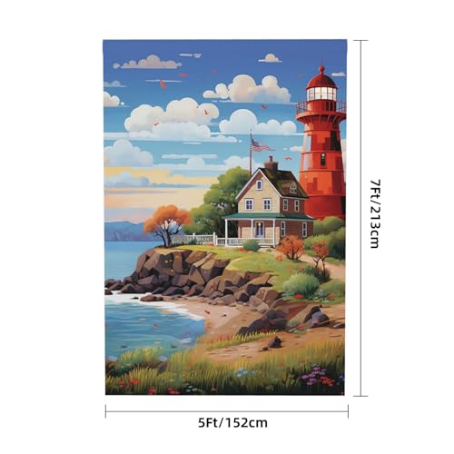 Coastal Lighthouse Backdrop Background for Photography 5x7ft Photobooth Professional Photo Backdrop Curtains Video Photography Studio Photo Backgrounds Banner Booth Background Screen Parties - color: Coastal Lighthouse
