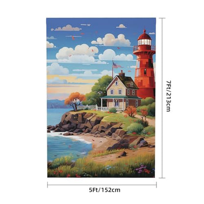 Coastal Lighthouse Backdrop Background for Photography 5x7ft Photobooth Professional Photo Backdrop Curtains Video Photography Studio Photo Backgrounds Banner Booth Background Screen Parties - color: Coastal Lighthouse