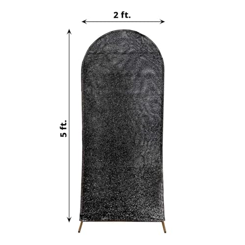 Efavormart 5ft Black Chiara Arch Backdrop Cover, Metallic Double-Sided Spandex Cover for Small Event, Photography - color: Black, size: 5 FT