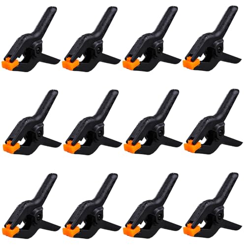12 Pack 3.5 inch Plastic Spring Clamps, Black Heavy Duty Spring Clips Clamps for Balloon Arch, Crafts, Backdrop Stand, Woodworking, Photography Studios, Home Improvement - color: Black (3.5inch)