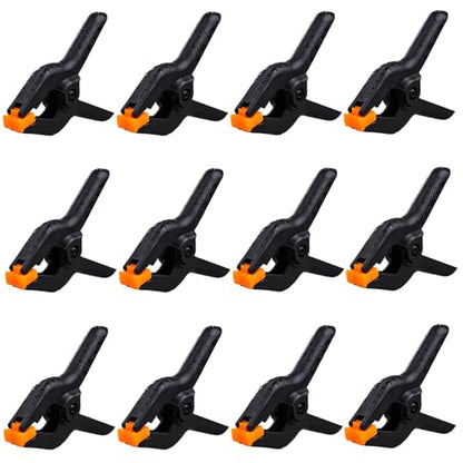 12 Pack 3.5 inch Plastic Spring Clamps, Black Heavy Duty Spring Clips Clamps for Balloon Arch, Crafts, Backdrop Stand, Woodworking, Photography Studios, Home Improvement - color: Black (3.5inch)
