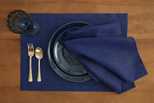 Solino Home Linen Cloth Placemats Set of 4-100% Pure Linen Royal Blue Placemats 14 x 19 Inch - Athena - color: 09: Royal Blue, size: 14" X 19" (Set of 4)