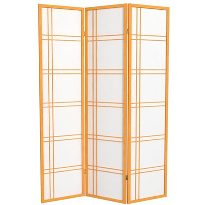 Red Lantern 6 ft. Tall Double Cross Shoji Screen - Honey - 3 Panels - color: Honey, size: 3 Panel