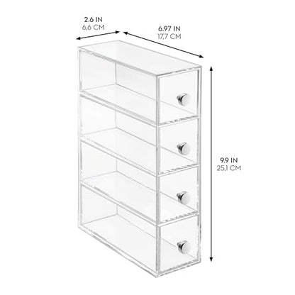 iDesign 36560EU 4-Drawer Vanity/Cosmetic Organizer, Set of 1, Clear - style: 4 Drawer Flip