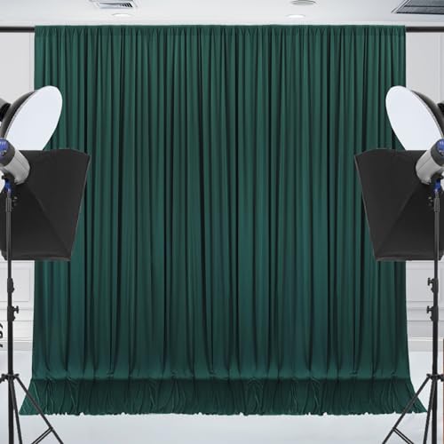 10x10ft Wrinkle Free Hunter Green Backdrop Curtain for Parties Soft Fabric Drapes Wedding Dark Green Curtain Backdrop for Birthday Party Decorations Background for Photography 5x10ft,2 Panels - color: Blackish Green, size: W5' X H10'(2 Panels)