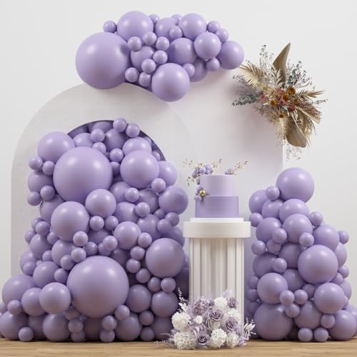 Dusty Purple Double Stuffed Balloons Different Size 115Pcs 5/10/12/18" Light Purple Balloon Arch Garland kit for Birthday Baby Shower Bridal Shower Fairy Gender Reveal Party - color: Dusty Purple