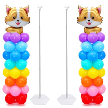 Chamvis 2 Set Balloon Column Kit - 6.56 feet Balloon Column Stand with Base for Baby Shower, Birthday Party, Graduation, Wedding Kids Party Centerpieces Decorations - style: Column