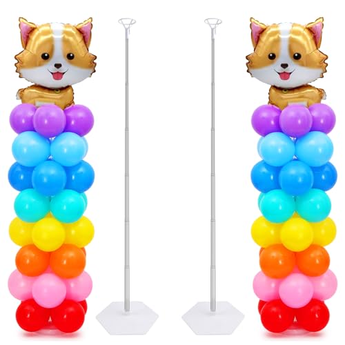 Chamvis 2 Set Balloon Column Kit - 6.56 feet Balloon Column Stand with Base for Baby Shower, Birthday Party, Graduation, Wedding Kids Party Centerpieces Decorations - style: Column