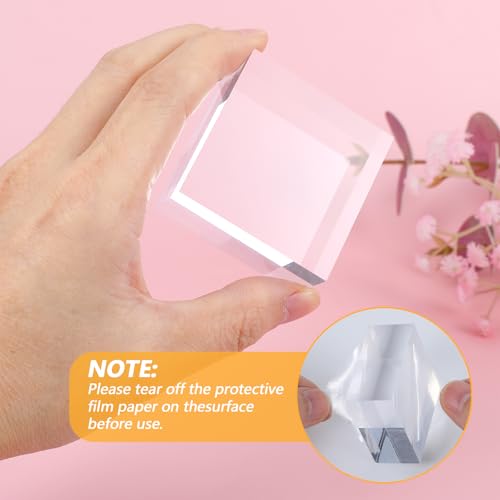 DIVINA VITAE 16 Pcs Acrylic Blocks for Display Acrylic Cubes Clear Base Stand Square Display Block Polished Jewelry Stand Ring Showcase Holder Base(2 x 2 x 1 Inch, 1 x 1 x 1 Inch)