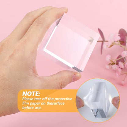 DIVINA VITAE 16 Pcs Acrylic Blocks for Display Acrylic Cubes Clear Base Stand Square Display Block Polished Jewelry Stand Ring Showcase Holder Base(2 x 2 x 1 Inch, 1 x 1 x 1 Inch)