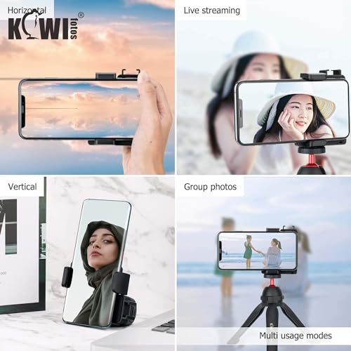 KIWIFOTOS Phone Camera Grip Handle Holder Phone Tripod Mount with Remote Shutter & Cold Shoe Adapter for iPhone 17 16 15 14 Pro Max Samsung Smartphone Selfie Vlog Video Shooting - color: Phone Camera Grip