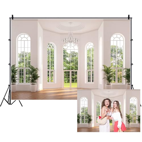 Renaiss Fabric Windows Scenery Backdrop Interior Room Balcony Sunshine Living Room Photography Background Office Zoom Meeting Video Conference Backdrop Photo Studio Props 6x4ft - color: XH004, size: 6Wx4H FT