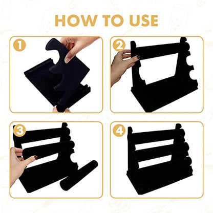 PowerKing 3 Tiers Black Velvet Jewelry Organizer Stand, Detachable Bracelet Display Stand and Holder, Jewelry Display Organizer for Bracelet Watch - style: Black 3 Tier