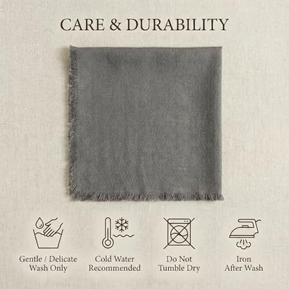 ACCENTHOME Grey Cotton Linen Napkin Set of 12 18x18 inch Dinner Napkins - Washable Soft Premium Hotel Quality Reusable Hemmed Edges Napkins Perfect Table Linens for Family Dinners, Weddings - color: 11 - Grey, size: 18"x18" - Pack of 12