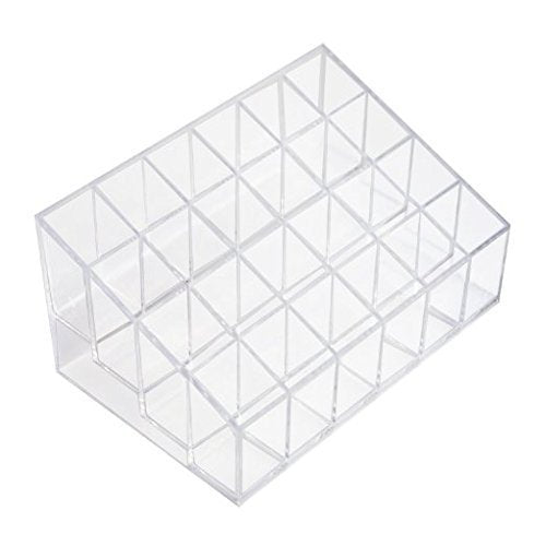 Transparent Cosmetic Makeup Organizer Clear 24 Lattices Lipsticks Cosmetic Lotion Makeup Organizer Storage Display Holder Stand - size: 5.75x3.75x1.75 Inch (Pack of 1)