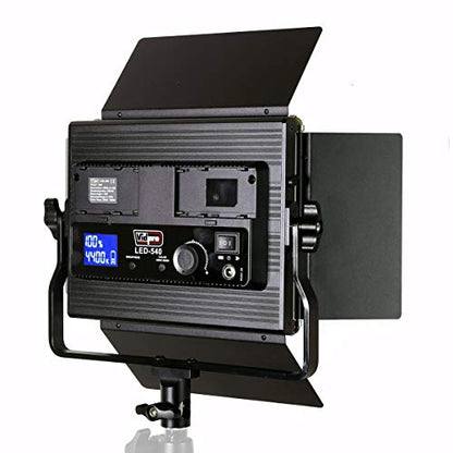 Vidpro LED-540 Professional Varicolor 540 LED Studio Lighting Kit with Carry Case Powered by AC or Battery NP-F Series Bi-Color 3200K - 5600K Digital LCD Display All Metal Construction