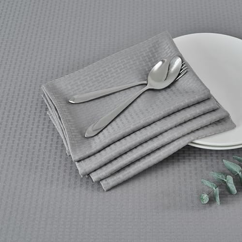 maxmill Cloth Napkins Weaved Texture Pattern Soft Comfortable and Luxury Serviette for Restaurant Family Dinners Weddings Parties and Banquets Set of 4 Pieces, 20 x 20 Inch Light Grey - color: Light Grey, size: 20" x 20" (Set of 4)