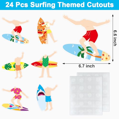24 Pcs Summer Cutouts Surfboard Cutouts with Photo Space for Bulletin Board DIY Craft Summer Hawaiian Ocean Classroom Birthday Party Decoration - color: Surfboard