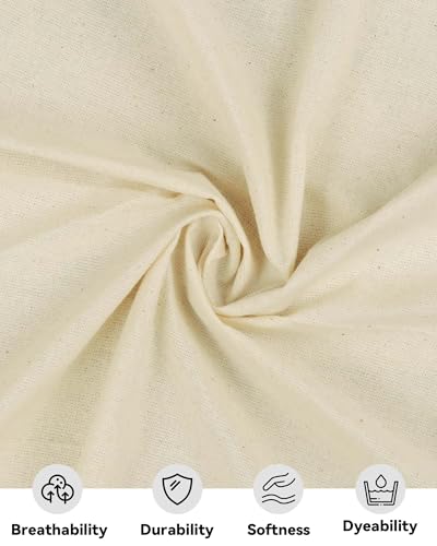 HOTGODEN Light Weight 100% Cotton Muslin Fabric: 63 inch x 2,5,10 Yards Unbleached Muslin Linen Fabric Material for Sewing Material Apparel Cloth - color: Natural, size: 5 YARDS