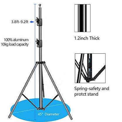 Slow Dolphin Photo Video Studio 10ft (W) x 9.2ft (H) Heavy Duty Adjustable Photography Backdrop Stand Background Support System Kit with Carry Bag, Aluminum, 4 Cross Bars, 2 Support Stands, Clamps