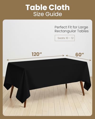 Utopia Kitchen Rectangle Table Cloth 1 Pack, Tablecloth Machine Washable, Polyester Table Cover for Dining, Buffet Parties, Picnics, Events, Weddings and Restaurants (60x120 Inches, Black) - color: Black, size: 1 Pack 60x120 Inch Tablecloth