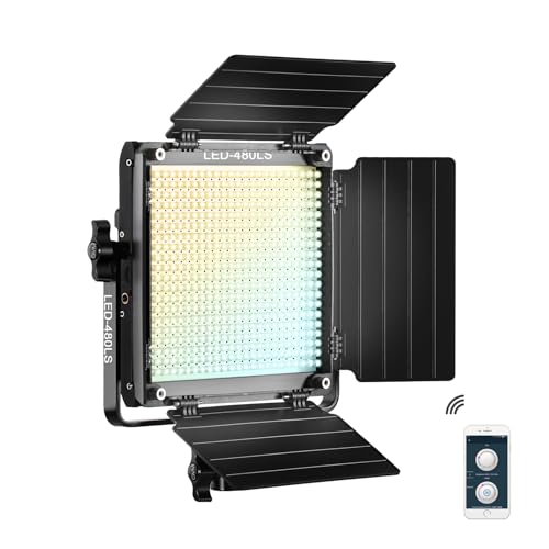 GVM Led Bi-Color Video Lights with APP Function, Variable CCT 2300K-6800K and 10%-100% Brightness with Digital Display for Video Studio Shooting, CRI97+ TLCI97 Led Light Panel +Barndoor - size: 1 Pack