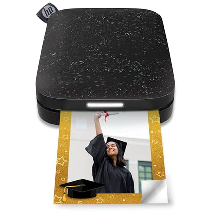 HP Sprocket Portable 2x3 Inch Instant Photo Printer (Black Noir) Print Pictures on Zink Sticky-Backed Paper From Your iOS & Android Device - color: Black, style: Printer