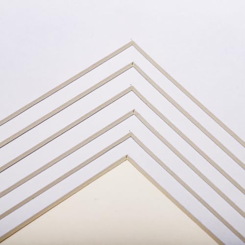 TOPZEA 18 Set White Picture Mat Kit, Include Anti Acid White Core Bevel Cutting Mats and Blank Backing Board, Pre-Cut Frame Matting Complete Set for Photo Prints Artwork, 5 x 7, 8 x 10, 11 x 14 Inch