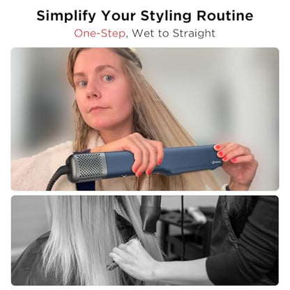 IG INGLAM Air Straight, Style from Wet Hair, 200M Ionic Hair Dryer Straightener for Medium Long Length(14”-30”), Straightener and Dryer 2 in 1, Fast Drying and Straightening in One Step, Dark Blue - color: Prussian Blue