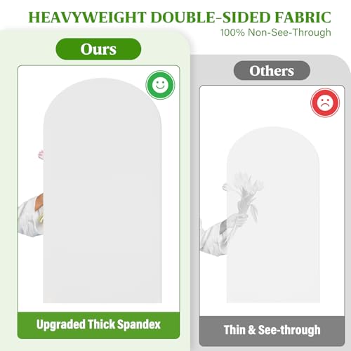 White Arch Backdrop Cover,6 x 2.6FT Spandex Balloon Arch Cover for Backdrop Stand, Thick Wrinkle-Free Double-Sided Fabric Stretchy Background for Baby Shower, Wedding, Birthday, Event Party Decoration - size: 6FT