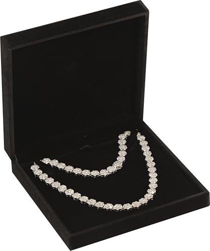 LAODA Big Necklace Chain Jewelry Gift Box Soft Touch Premium Velvet Material Choker Necklace Storage Holder Box for Women Men Size 6.4"(W)*6.4"(D)*1.5"(H) Black - color: Black