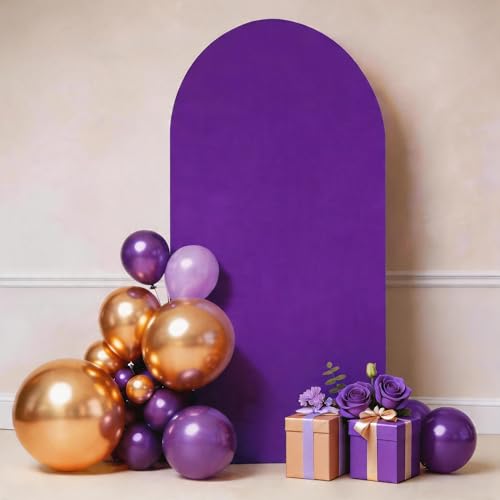 6 FT Arch Backdrop Cover Spandex Arch Cover Fitted Wedding Arched Backdrop Fabric Covers for Baby Shower Bridal Shower Birthday Party Gender Reveal Decoration (Purple) - color: Purple, size: 6 FT
