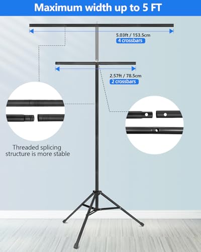 Hemmotop 7x5ft (HxW) T-Shape Photo Backdrop Stand, Portable Green Screen Stand Only with 5 Clip Clamps and Carry Bag, Adjustable Background Support Kit for Birthday, Baby Shower, Parties, Photoshoots - size: 7x5ft