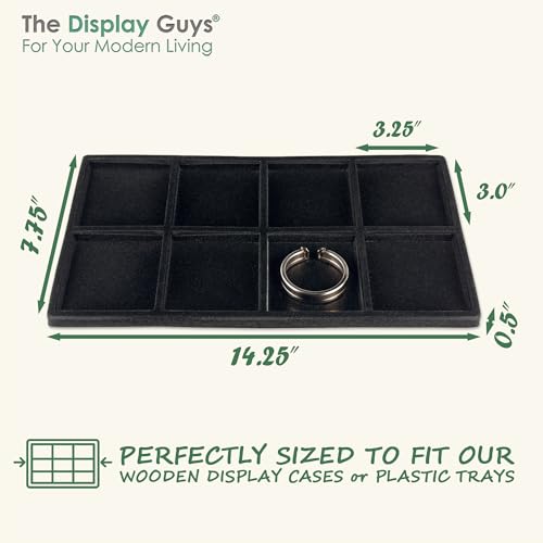 TheDisplayGuys For Your Modern Living 2-Pack 8-Compartments Flocked Velvet Jewelry Display Inserts - Tray/Case Liners - Ring Earrings Storage, (Black) by The Display Guys - color: Black, size: Compartments - 8